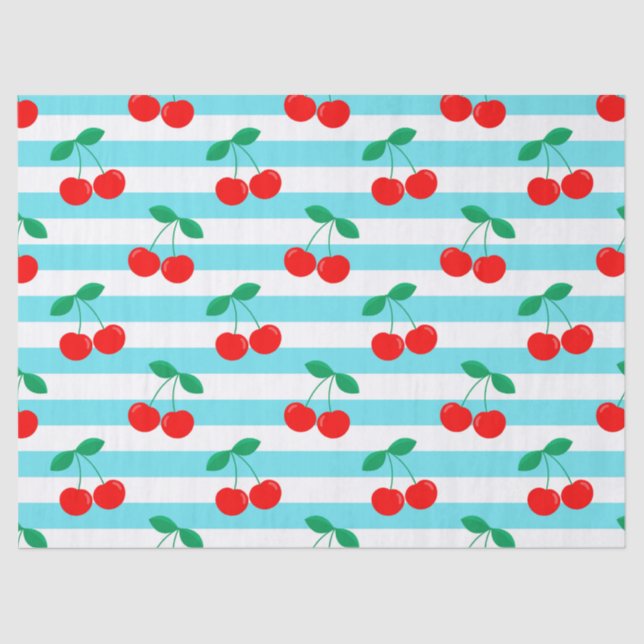 Cherry Stripe Muster - Retro Fruit Gift & Decke Seidenpapier (Vorderseite)