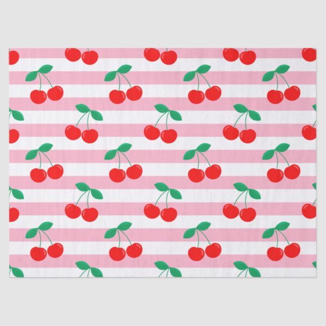 Cherry Stripe Muster - Retro Fruit Gift & Decke Seidenpapier (Vorderseite)