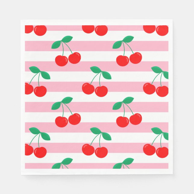 Cherry Stripe Muster - Retro Fruit Gift & Decke Serviette (Vorderseite)