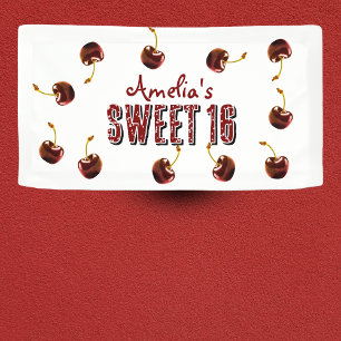 Cherry Sweet 16 Personalisiertes Party Banner