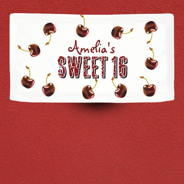 Cherry Sweet 16 Personalisiertes Party Banner (Von Creator hochgeladen)
