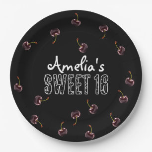 Cherry Sweet 16 Personalisiertes Party Pappteller