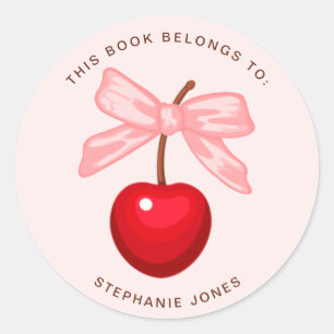 Cherry Sweet Birthday Dieses Buch gehört Runder Aufkleber