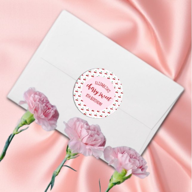Cherry Sweet Birthday Runder Aufkleber (Von Creator hochgeladen)