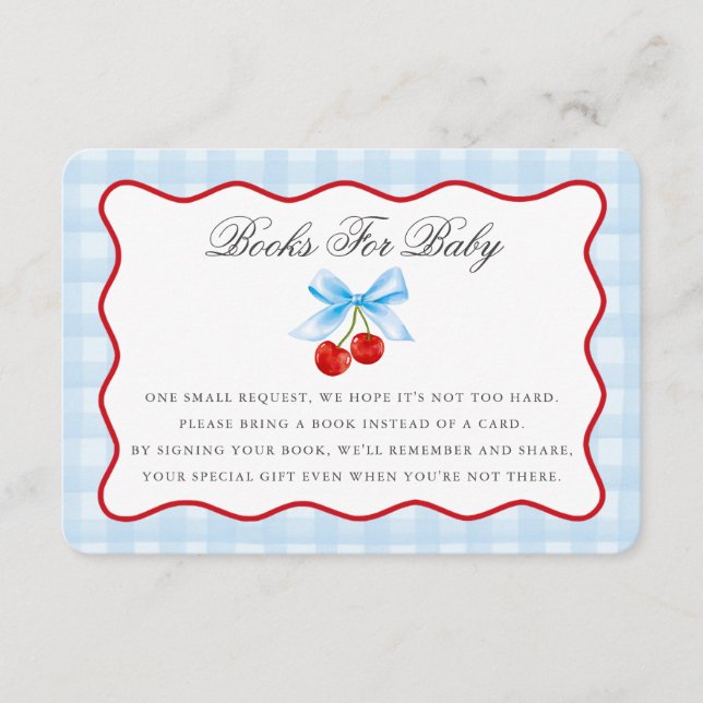 Cherry Sweet Blue Coquette Books for Baby Card Begleitkarte (Vorderseite)