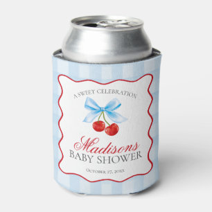 Cherry Sweet Blue Coquette Bow Baby Dusche Gefalle Dosenkühler