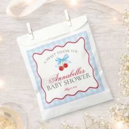 Cherry Sweet Blue Coquette Bow Baby Shower Dessert Geschenktütchen