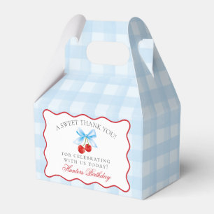 Cherry Sweet Blue Coquette Bow Birthday Favor Box Geschenkschachtel