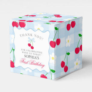 Cherry Sweet Blue Coquette Bow Birthday Favor Box Geschenkschachtel