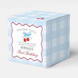 Cherry Sweet Blue Coquette Bow Birthday Favor Box Geschenkschachtel