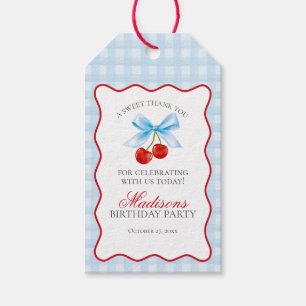 Cherry Sweet Blue Coquette Bow Birthday Fevor Geschenkanhänger