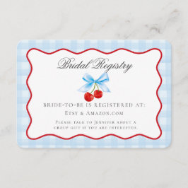 Cherry Sweet Blue Coquette Bow Bridal Registry Begleitkarte
