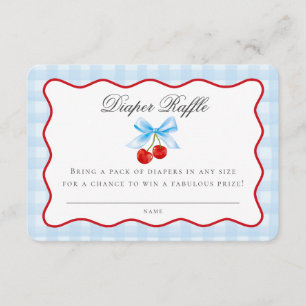 Cherry Sweet Blue Coquette Bow Diaper Raffekarte Begleitkarte