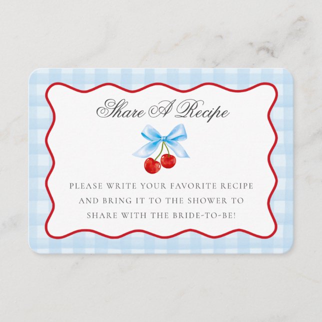 Cherry Sweet Blue Coquette Bow Teilen Sie eine Rez Begleitkarte (Vorderseite)