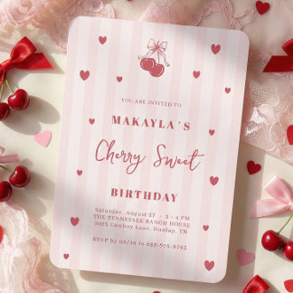 Cherry Sweet Coquette Girl Birthday Einladung