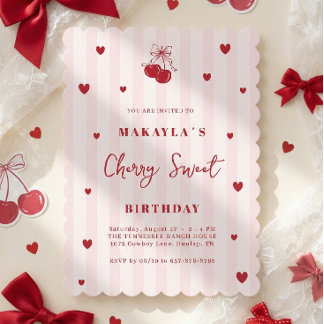 Cherry Sweet Coquette Girl Birthday Einladung