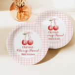 Cherry Sweet Geburtstag Pink Bow Gingham Pappteller<br><div class="desc">Cherry Sweet Geburtstag mit rosa Bogen und Ping Gingham.</div>