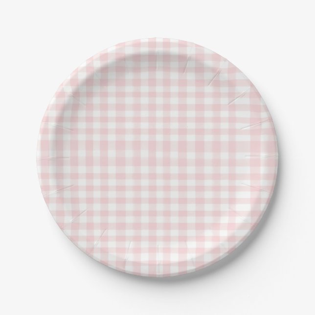 Cherry Sweet Geburtstag Pink Gingham Pappteller (Vorderseite)