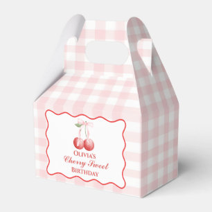 Cherry Sweet Geburtstag Rosa Schleife Gingham Geschenkschachtel