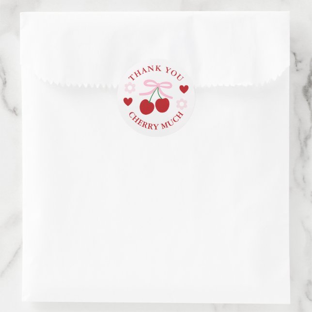 Cherry Sweet Hochzeitsdusche Danke Runder Aufkleber (Tasche)