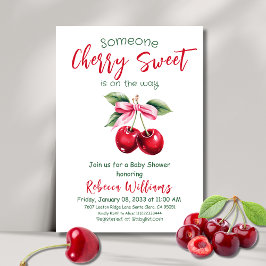 Cherry Sweet Pink Bow Fruit Girl Baby Dusche Einladung