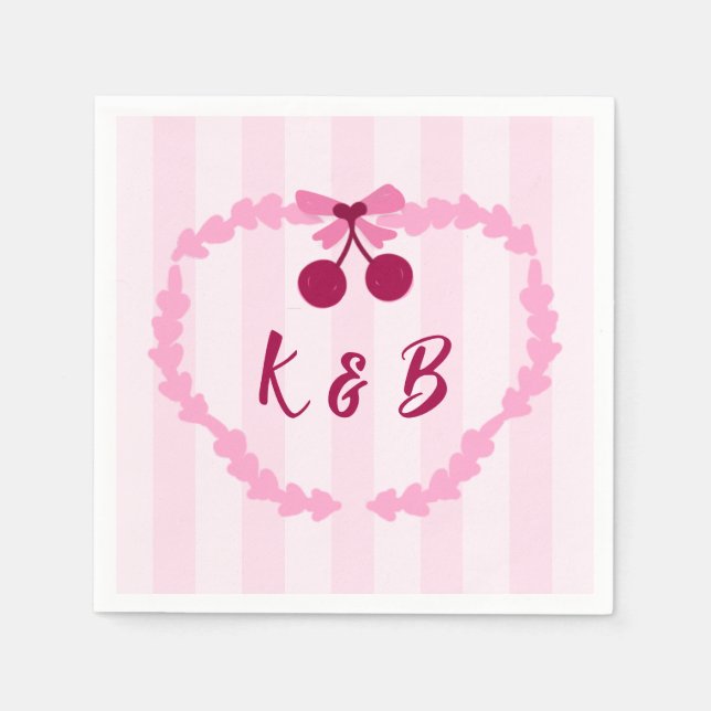 Cherry Sweet Pink Brautparty Napkins Serviette (Vorderseite)