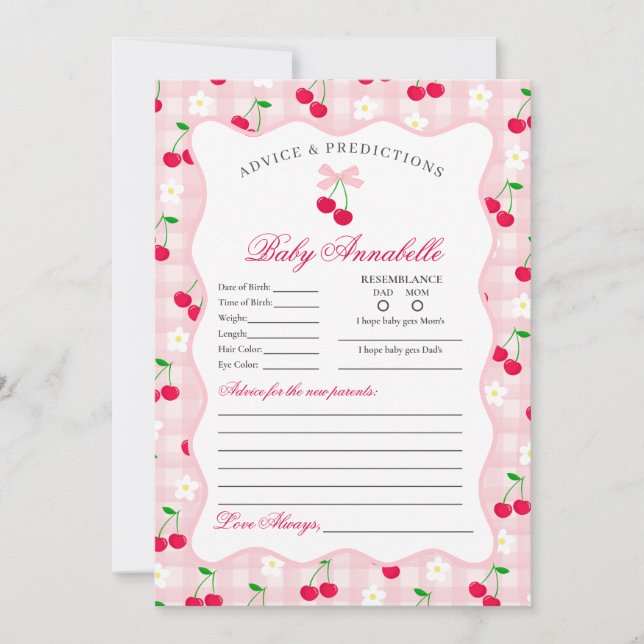 Cherry Sweet Pink Coquette Advice for Baby Card Einladung (Vorderseite)