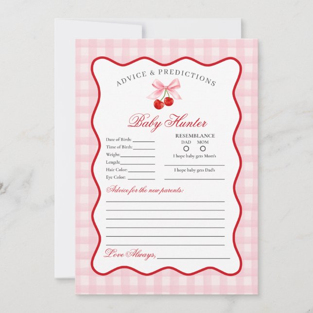 Cherry Sweet Pink Coquette Advice for Baby Card Einladung (Vorderseite)