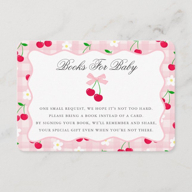 Cherry Sweet Pink Coquette Books for Baby Card Begleitkarte (Vorderseite)
