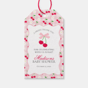 Cherry Sweet Pink Coquette Bow Baby Dusche Gefalle Geschenkanhänger