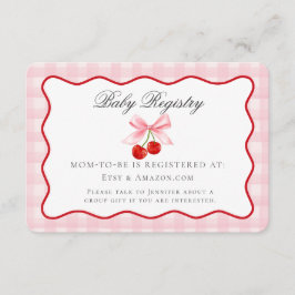 Cherry Sweet Pink Coquette Bow Baby Registry Card Begleitkarte