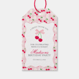 Cherry Sweet Pink Coquette Bow Birthday Gevor Geschenkanhänger