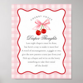 Cherry Sweet Pink Coquette Bow Diaper Gedanken Poster