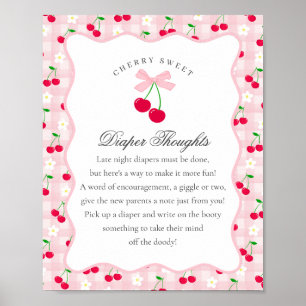 Cherry Sweet Pink Coquette Bow Diaper Gedanken Poster