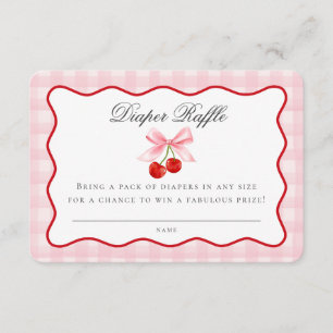 Cherry Sweet Pink Coquette Bow Diaper Raffekarte Begleitkarte