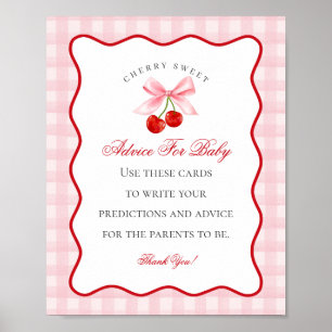 Cherry Sweet Pink Coquette Bow Ratschläge für Baby Poster