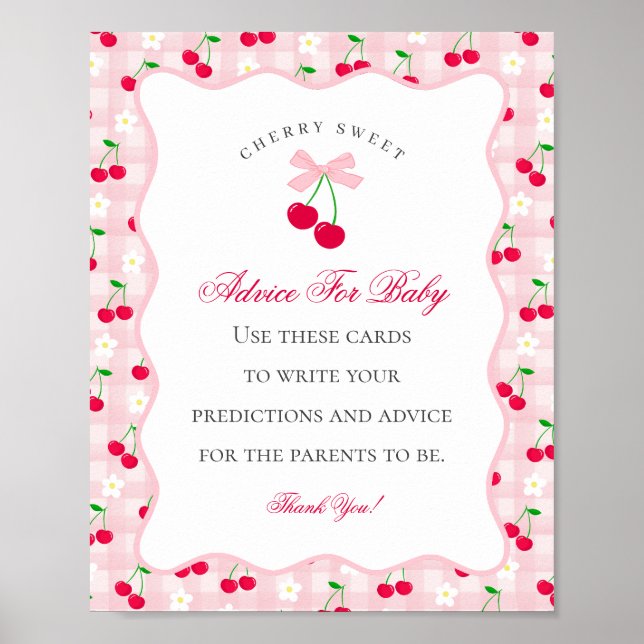 Cherry Sweet Pink Coquette Bow Ratschläge für Baby Poster (Vorne)
