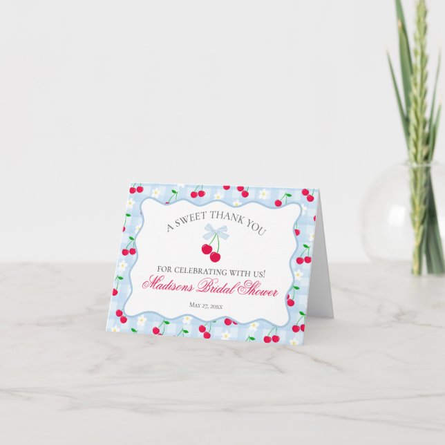 Cherry Sweet Pink Coquette Bridal Dankeschön Karte (Vorderseite)