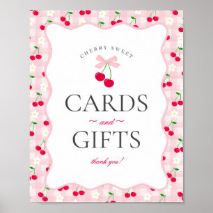 Cherry Sweet Pink Coquette Gingham Karten & Gesche Poster