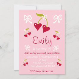 Cherry Sweet Pink Preppy Party Einladung