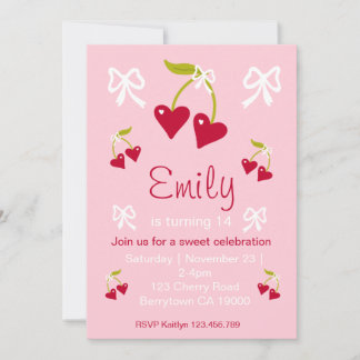 Cherry Sweet Pink Preppy Party Einladung
