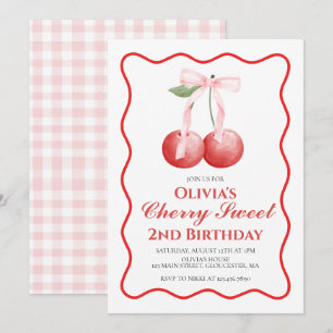 Cherry Sweet Pink Schleife preppy Geburtstag Einladung