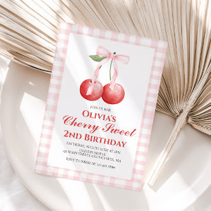Cherry Sweet Pink Schleife preppy Geburtstag Einladung