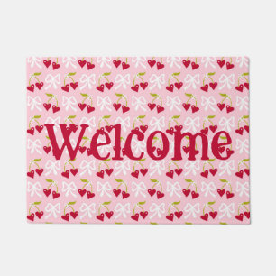 Cherry Sweet Preppy Pink und Red Teen Kids Girl Fußmatte