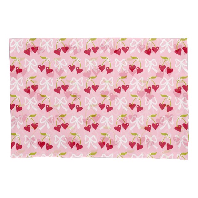Cherry Sweet Preppy Pink und Red Teen Kids Girl Kissenbezug (Vorderseite)