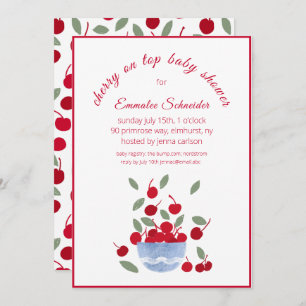 Cherry Thème Aquarelle Baby shower Invitation