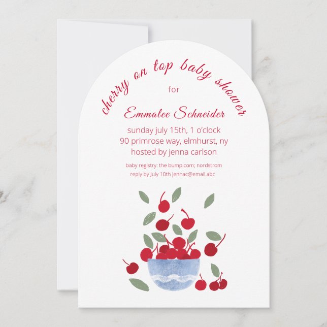 Cherry Thème Aquarelle Baby shower Invitation (Devant)