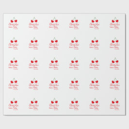 Cherry two 2nd birthday red cherry kids simple geschenkpapier