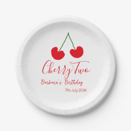 Cherry two 2nd birthday red cherry kids simple pappteller