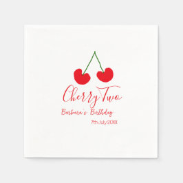 Cherry two 2nd birthday red cherry kids simple serviette
